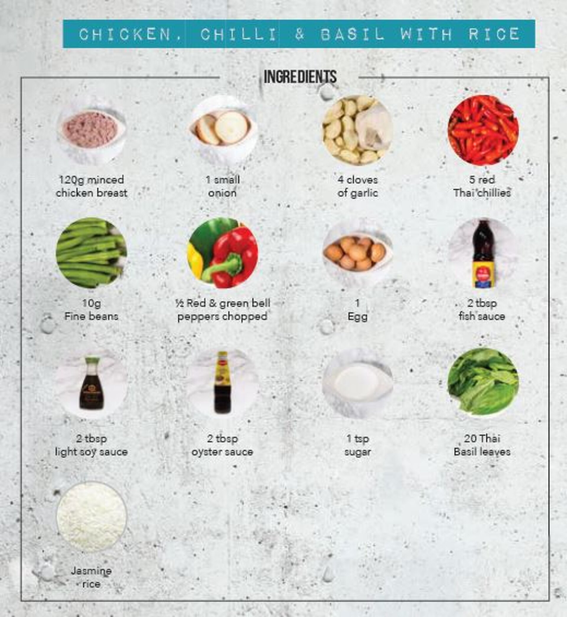 Thaikhun street food PAD GRA PRAO ingredients